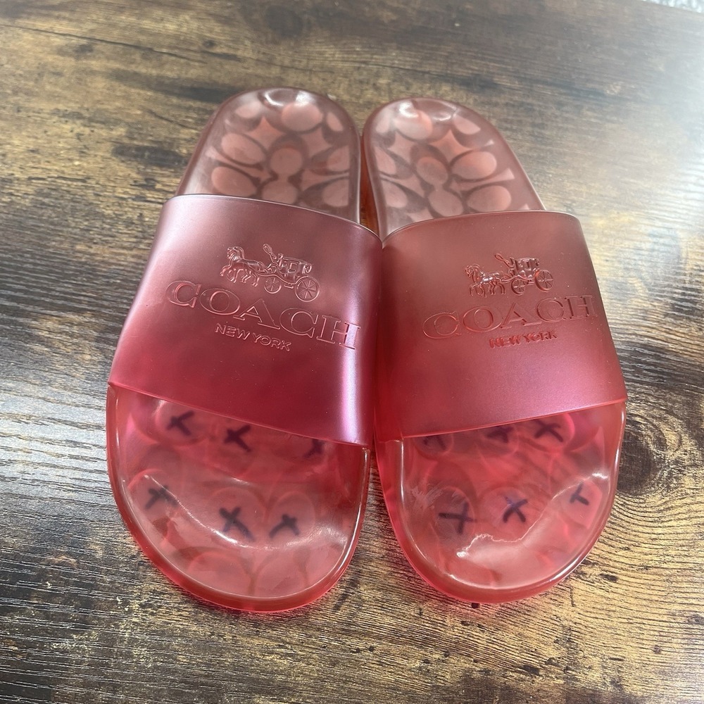 Coach Women's Size 6B Ulyssa Jelly Slides Sandals Ombré Resortwear Pink Pool